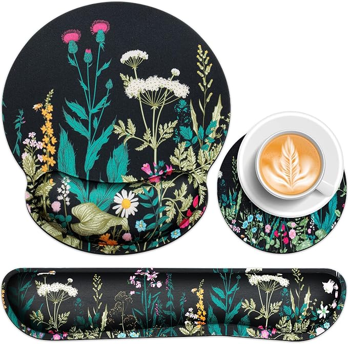 Mouse Pad with Wrist Rest Set, Qomolama 3-in-1 Wrist Support Mouse Pad Set by QOMOLAMA