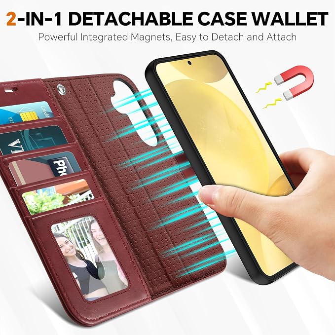 TUCCH Case for Galaxy S25, Detachable Wallet Case - Image 3