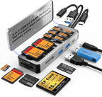 8in1 SD Card Reader, Aluminum Multi Memory Card Carrying Box by JOOPSHEE