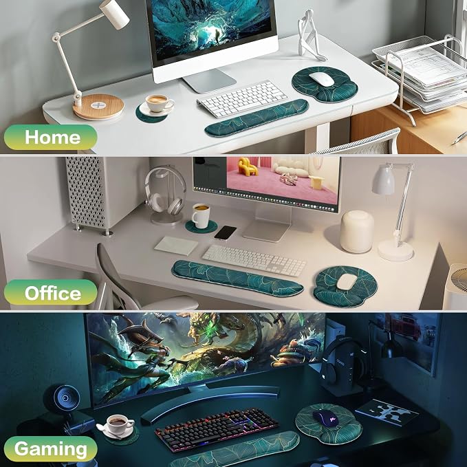 Mouse Pad with Wrist Rest Set, 3-in-1 Wrist Support Mousepad Set, Gaming Mat - Image 7