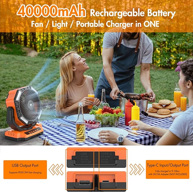 40000mAh Battery Powered Camping Fan - Image 2