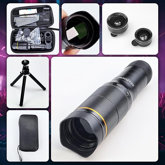 Phone Camera Lens Kit, 32X Long Focus Telephoto, Portable Clip-on HD Phone Zoom - Image 4