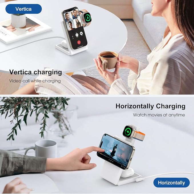 Wireless Charging Station with 20W USB C Adapter, 3 in 1 Magnetic Foldable - Image 7