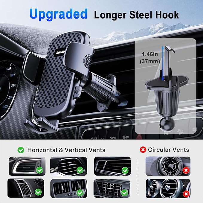 Car Phone Holder for Horizontal/Vertical VentUniversal Cellphone Stand Car - Image 5
