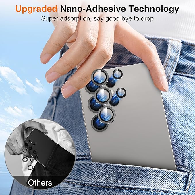 YWXTW S25 Ultra Camera Lens Cover, 9H Tempered Glass Upgraded Metal Edging - Image 4