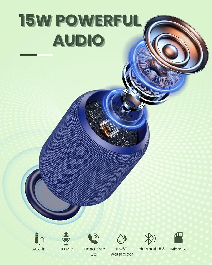 NOTABRICK Ki Bluetooth Speaker, 15W Stereo Sound, Active Extra Bass, IPX6 Water - Image 2