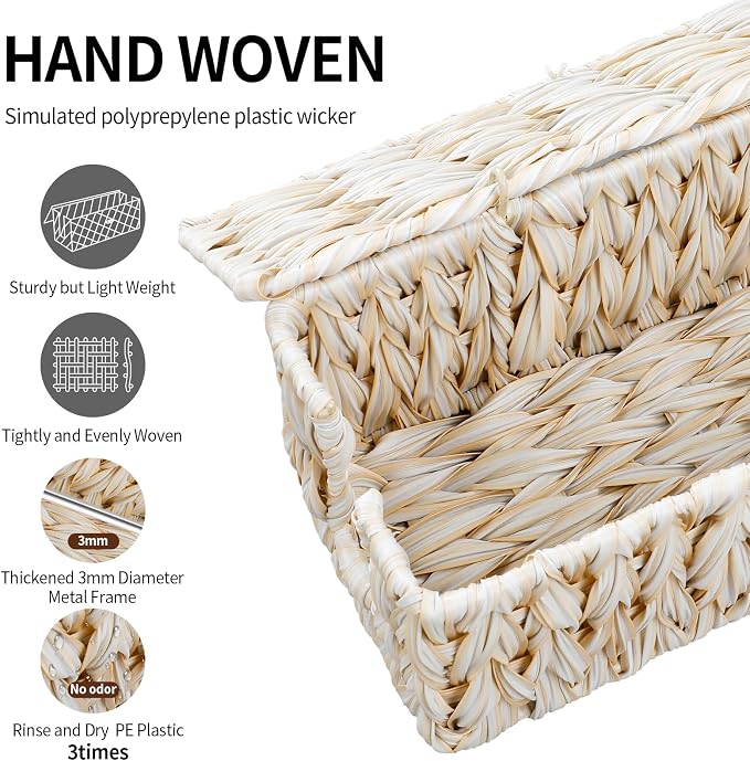 Cable Management Box, Boho Decorative Handwoven 2 Open Slots Cord Organizer - Image 6