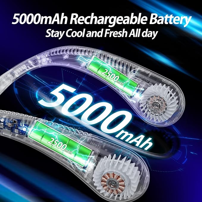 AMACOOL Bladeless Neck Fan Portable Personal Fan 5000mAh Rechargeable Battery - Image 4