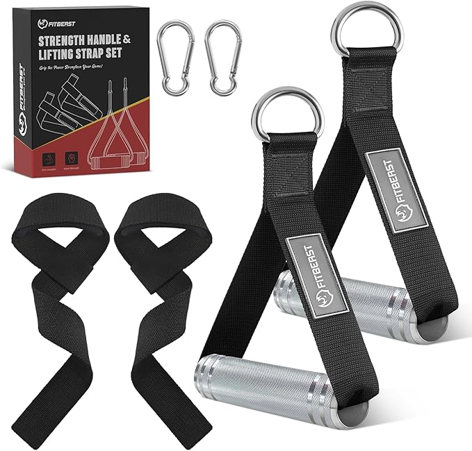 FitBeast Aluminum Exercise Handles & Lifting Straps Set by FitBeast