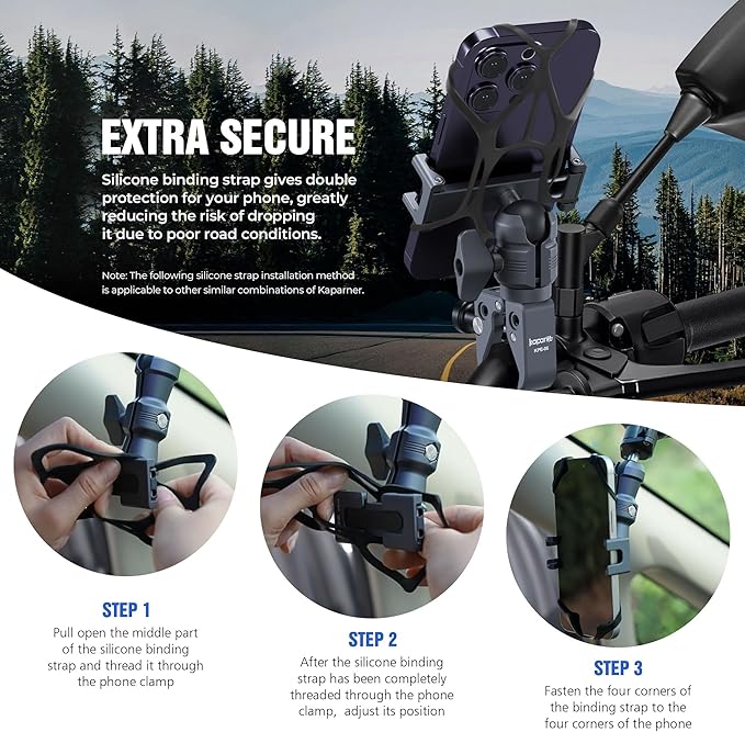 Riding Phone Clip Kit, Dual Knob Single Socket Arm and Aluminium Handlebar Base - Image 4