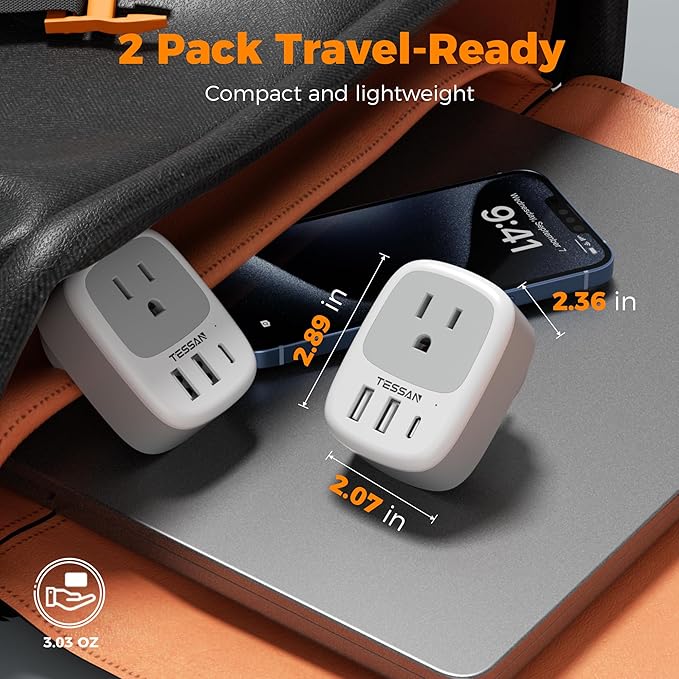 2 Pack New Zealand Power Adapter, TESSAN US to Australia Plug Adapter - Image 6