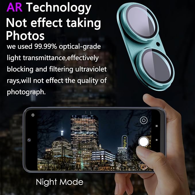 2 Pack Camera Lens Protector for iPhone 16 / iPhone 16 Plus, AR Tempered Glass - Image 3