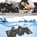 Golden Butterflies Desk Mat, Large Butterfly and Round Spots Gaming Keyboard - Image 4