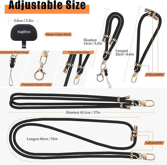 Universal Phone Lanyard with Wrist Strap, Adjustable Crossbody Cell Phone - Image 3