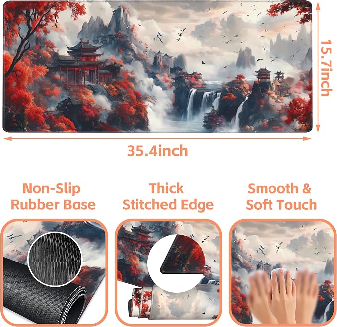 Mouse Pad Large Chinese-Style Landscape Painting Non-Slip Gaming Desk Mat - Image 3