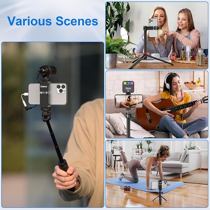 ULANZI ST-02S Aluminum Phone Tripod Mount w Cold Shoe Mount, Support Vertical - Image 8