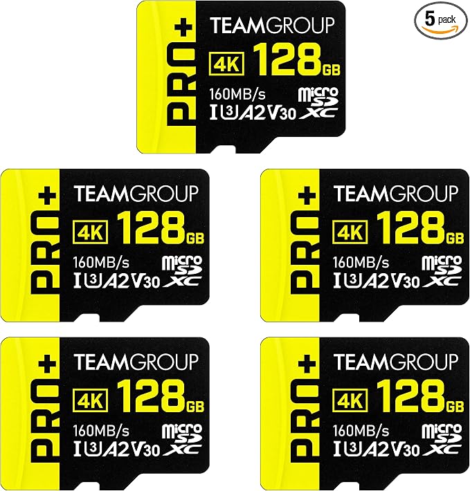 TEAMGROUP A2 Pro Plus Card 128GB x 5 Pack Micro SDXC UHS-I U3 A2 V30, R/W up to by TEAMGROUP