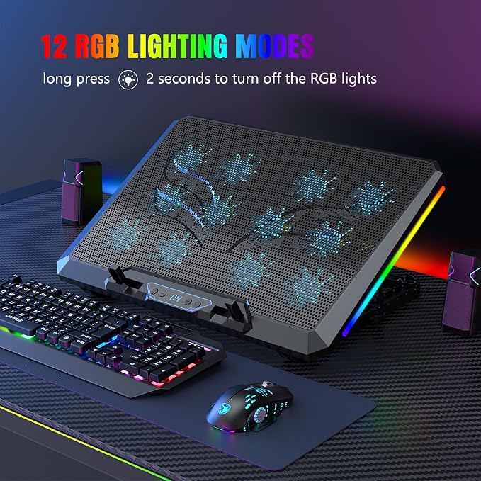 Laptop Cooling Pad with 12 Quiet Fans, Slim Portable - Image 2