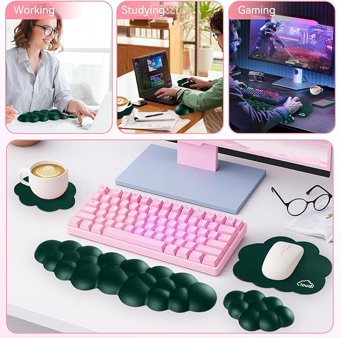 Cloud Wrist Rest for Computer Keyboard, 4-in-1 Memory Foam Leather Cloud - Image 7