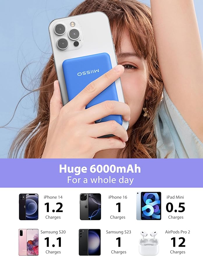 6000mah Ultra Slim Built in Cables Power Bank, Card Size Built in USB C Cords - Image 3