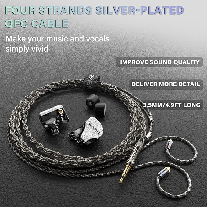 BASN Bmaster5 in Ear Monitors, 5 Drivers Drummer Headphones - Image 3