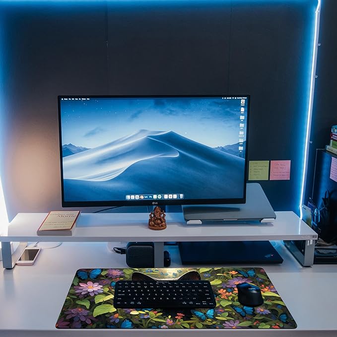Desk Pad, Cute Black Cat Desk Mat, Cat Among Butterfly Flowers Large Gaming - Image 6