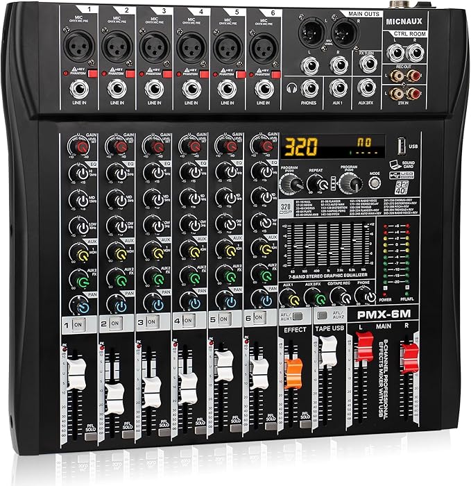 Audio Mixer 6 Channel Professional Mixer Console by MICNAUX