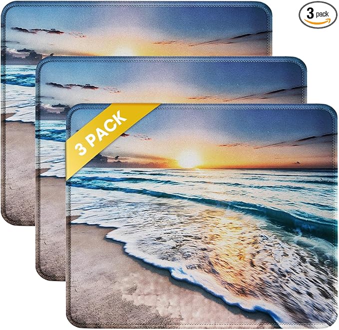 JIKIOU 3 Pack Mouse Pad with Stitched Edge, Comfortable Mouse Pads with by JIKIOU
