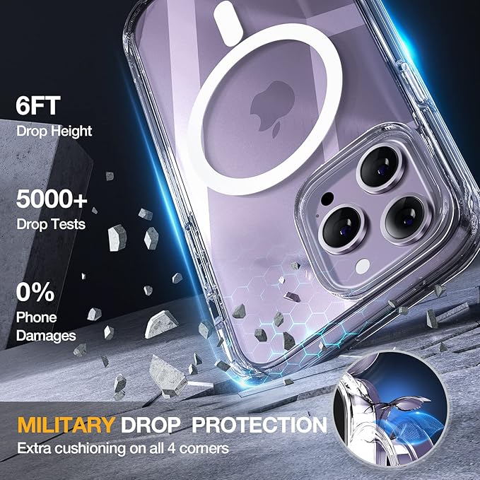 Miracase Magnetic for iPhone 14 Pro Case 6.1 inch, Upgrade Full-Body Clear - Image 4