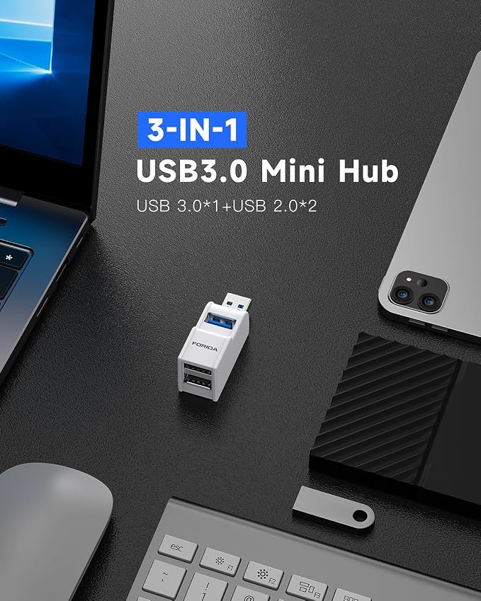 Mini USB Hub 3-Port USB Splitter 1 in 3 Out, USB Expander Adapter - Image 6