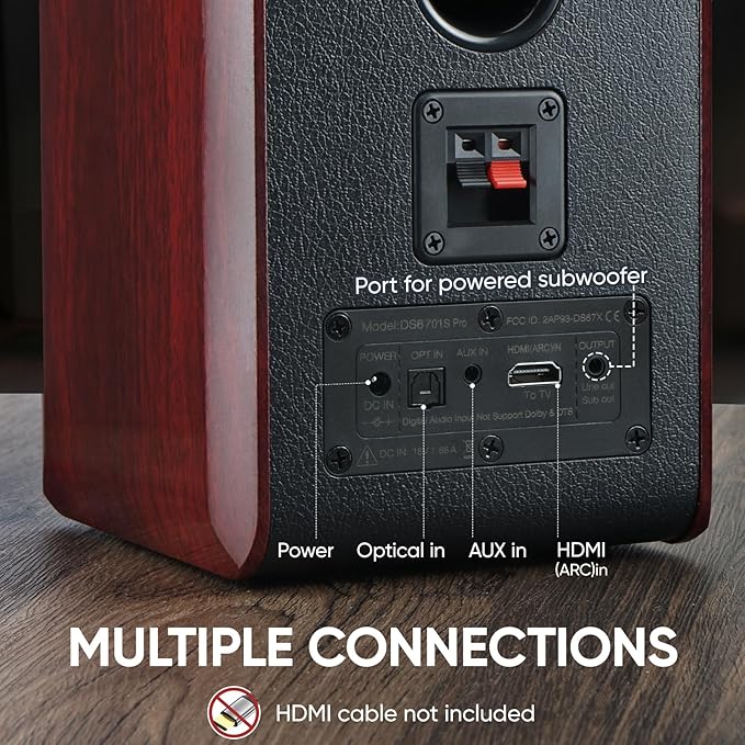 Saiyin Powered Bluetooth Bookshelf Speakers - Image 4