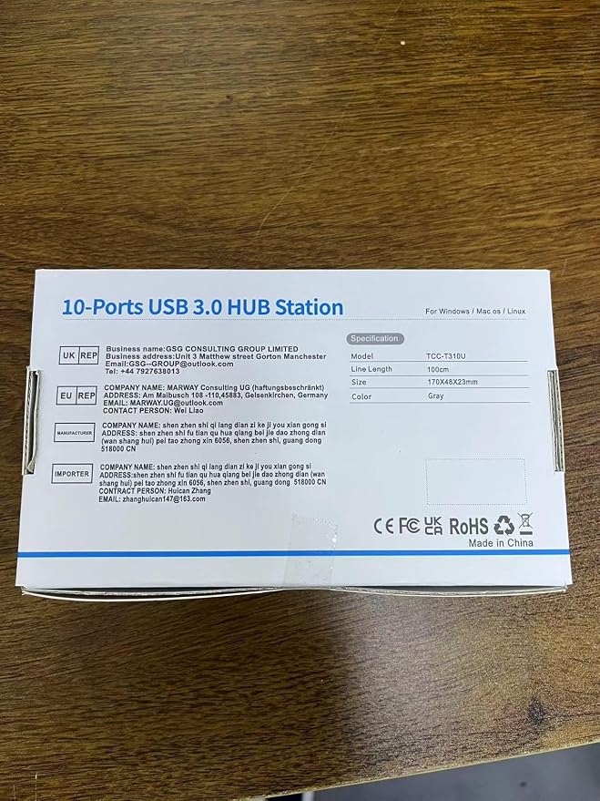 Powered 10-Port USB 3.0 Hub, USB C to 10 Ports USB Data Hub Splitter - Image 13