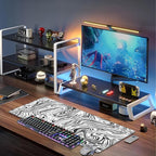 Black and White Marble Desk Mat, Large Abstract Marble Texture Gaming Keyboard - Image 6