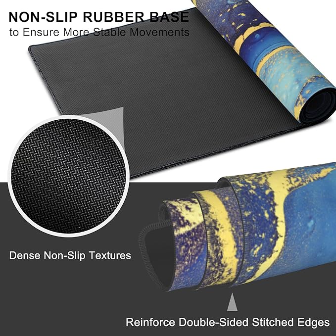 Mouse Pad, Large Alcohol Ink Art Desk Mat, Extended Non-Slip Gaming Keyboard - Image 3