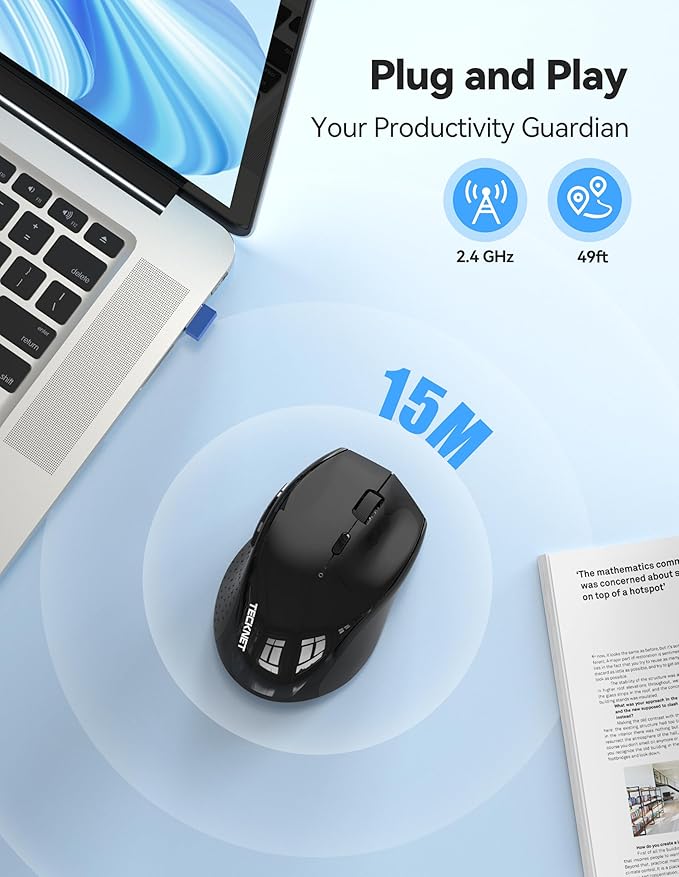 TECKNET Wireless Mouse Rechargeable, Mouse - Image 3