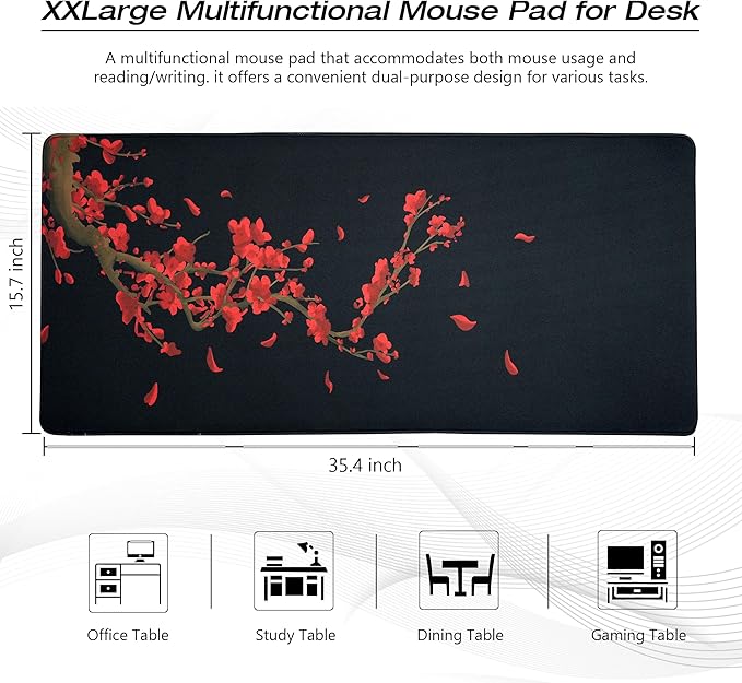 Large Gaming Mouse Pad for Desk, 35.4x15.7 Inch, Waterproof, Non-Slip Rubber - Image 2
