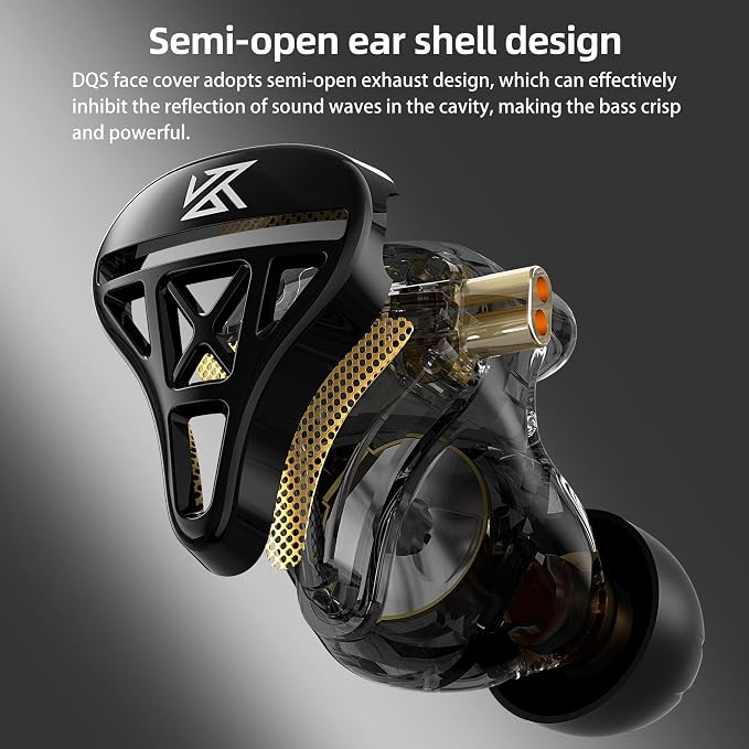 KZ DQS in Ear Monitor Headphones, Dynamic Driver Semi-Open HiFi Bass Earbuds - Image 3