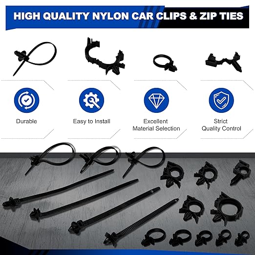 200 PCS Car Wire Loom Routing Clips Assortment Kit 14 Sizes Wiring Harness - Image 4