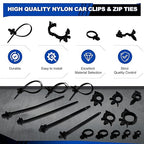 200 PCS Car Wire Loom Routing Clips Assortment Kit 14 Sizes Wiring Harness - Image 4