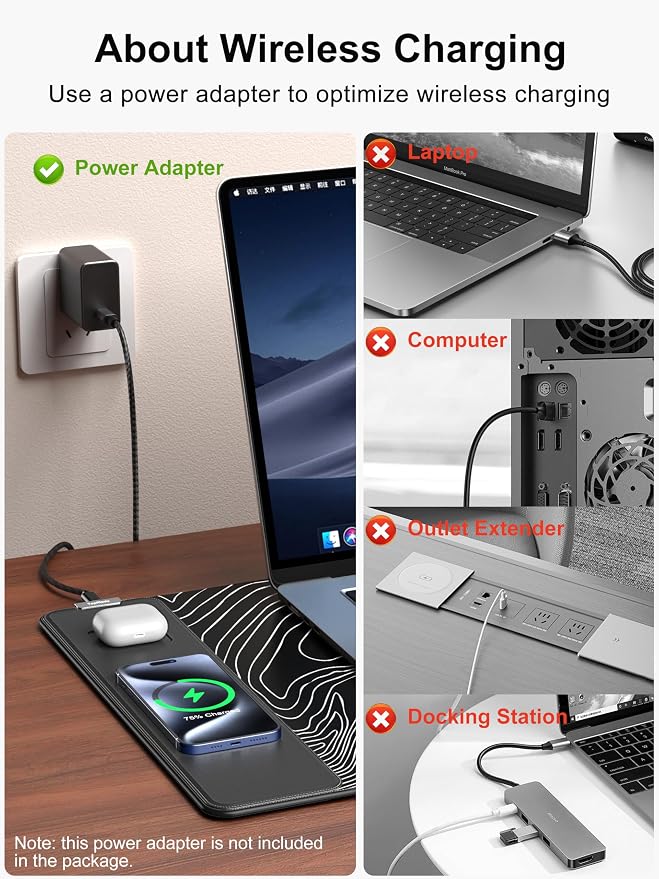TopMade Mouse Pad with 15W Fast Wireless Charging, 31.5"x15.75" XXL Large - Image 5