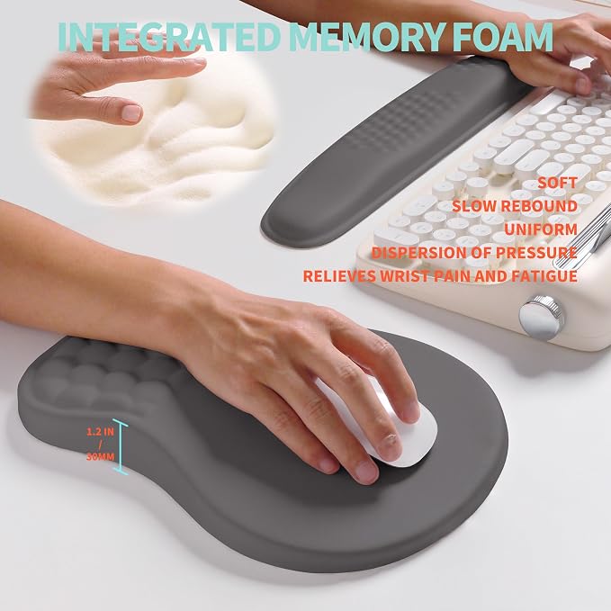 2-in-1 Ergonomic Set, Wave Rise Keyboard Wrist Rest and Massage Bulge Slope - Image 4