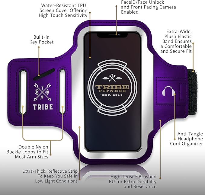 TRIBE Running Phone Holder Armband. iPhone & Galaxy Cell Phone Sports Arm Bands - Image 3