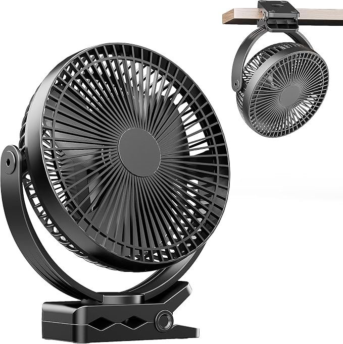ATEngeus USB Desk Fan, Rechargeable Portable Fan, 8-Inch Clip on Fan, 10000mAh by ATEngeus