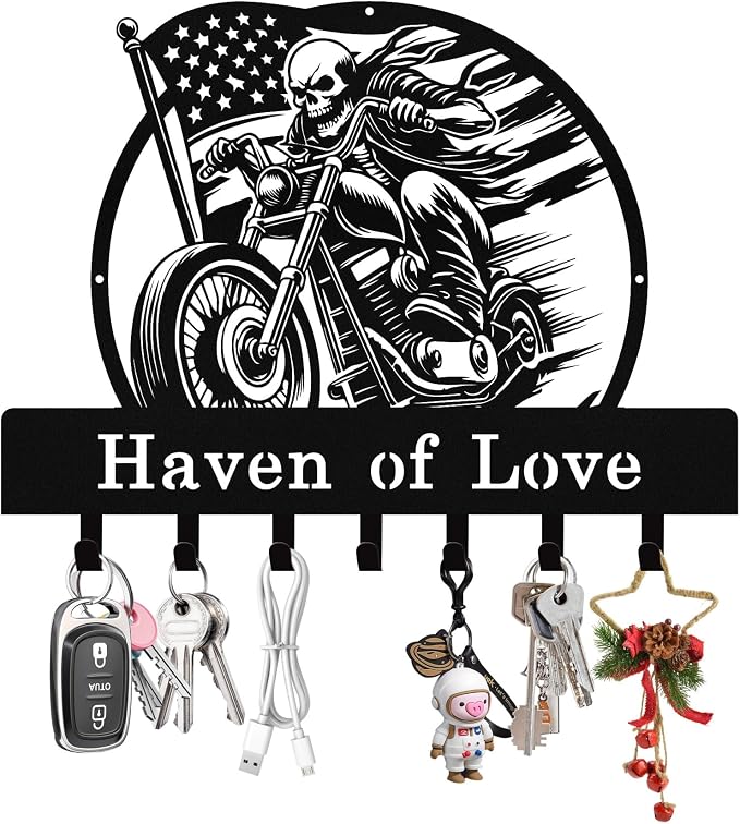 Personalized Skull Motocycle Key Holder Wall Mount, Custom Metal Key Rack Key by Syneiro