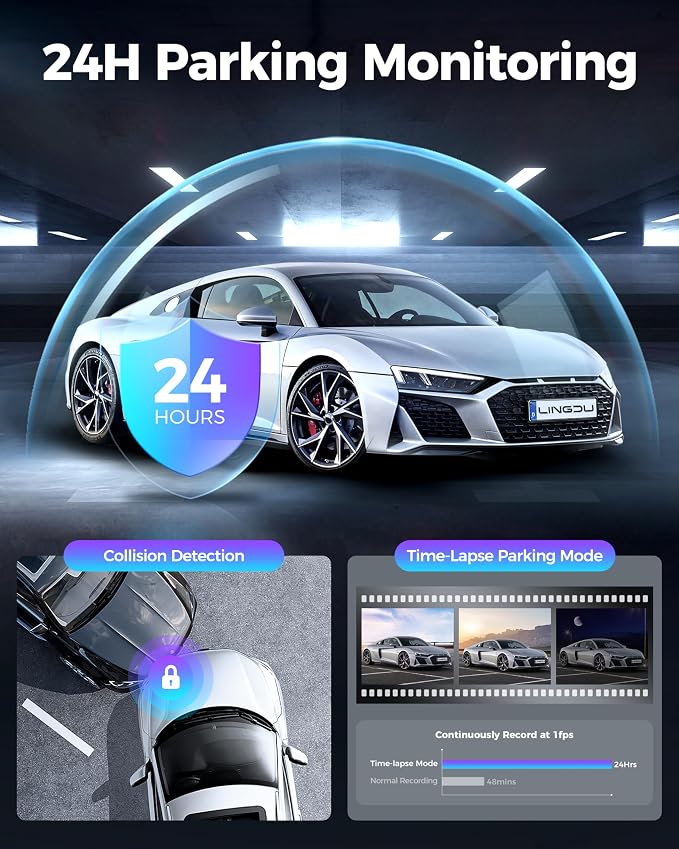12" Mirror Dash Cam, 4K UHD Front and 2.5K Rear View Dash Camera - Image 5