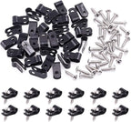 Swpeet 120 Pack Black 1/4 Inch Nylon Plastic R-Type Cable Clips Clamp Kit by Swpeet