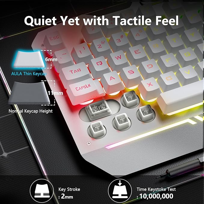 AULA Gaming Keyboard, T102 104 Keys Keyboard and Mouse Combo, USB Wired - Image 9