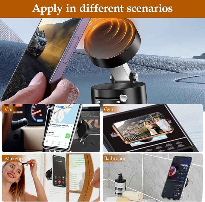 Foldable Vacuum Magnetic Suction Phone Holder, Retractable Magnetic Car - Image 5