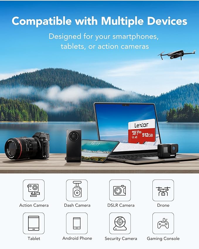 Lexar E-Series 512GB Micro SD Card, microSDXC UHS-I Flash Memory Card - Image 4