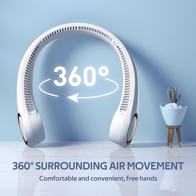 Portable Neck Fan, Hands Free Personal Fan, 360° Airflow, 3-16 Running Hours - Image 2